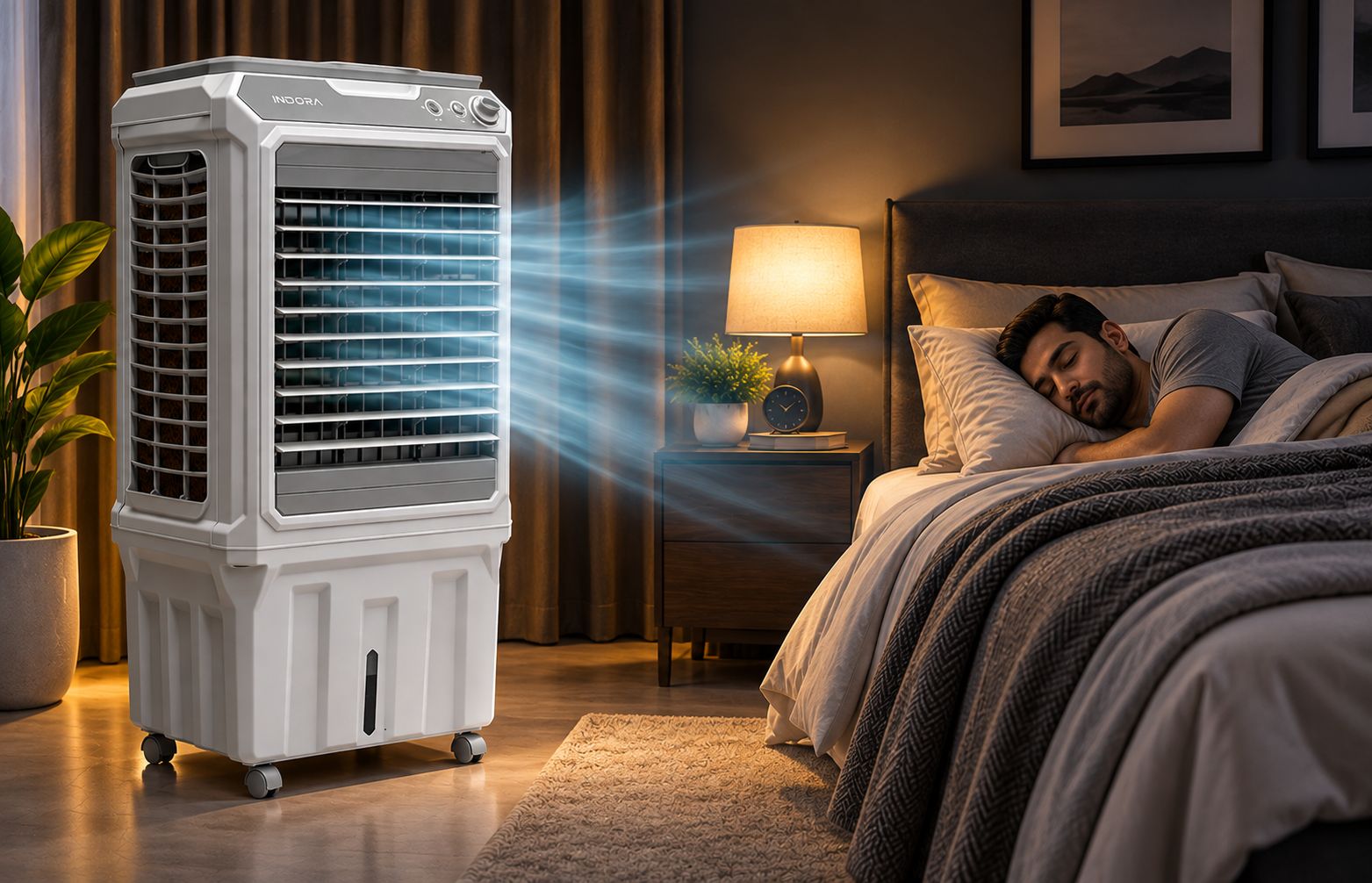 INDORA VAYRA Glass Top 95L Desert Cooler for Bedroom